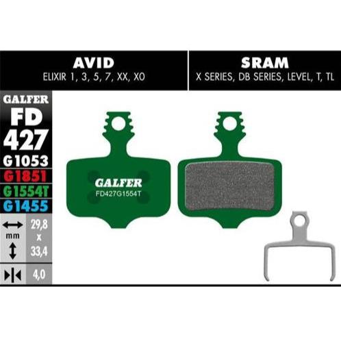GALFER Pastillas de Freno Disco FD427 - AVID Elixir, 1, 3, 5, 7 XX, XO, BRAKING Incas, SRAM XX, X0, X7, X9, DB, Level, T, TL, TRICKSTUFF Piccola
